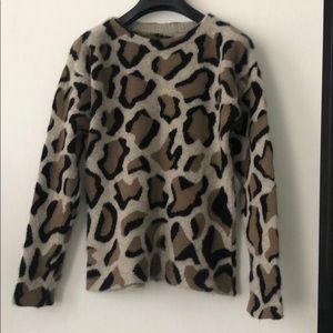 Cashmere / Angora Fluffy Sweater Animal Print S /M
